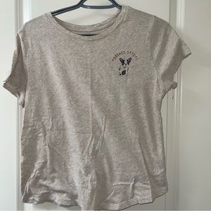 Tan tshirt with dog graphic